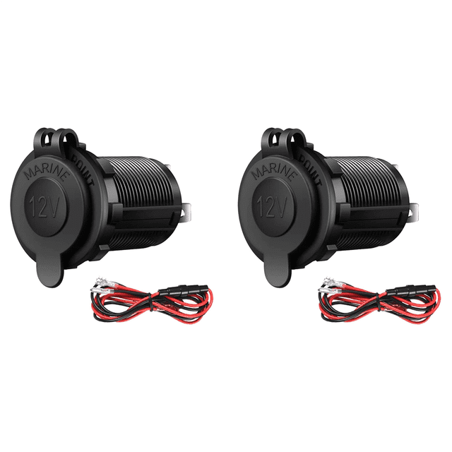 2X Car- Lighter Socket, 12V Waterproof Lighter Socket Power Outlet Socket for Boat Motorcycle Truck Golf ATV RV