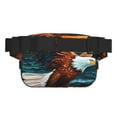 thumbnail image 3 of Fotbe Sac Banane Imprimé Aigle Chauve Texturé pour Femmes et Hommes, Sac de Taille Carré à Double Couche Imperméable avec Sangle Réglable pour Randonnée, Jogging, Cyclisme, 3 of 9
