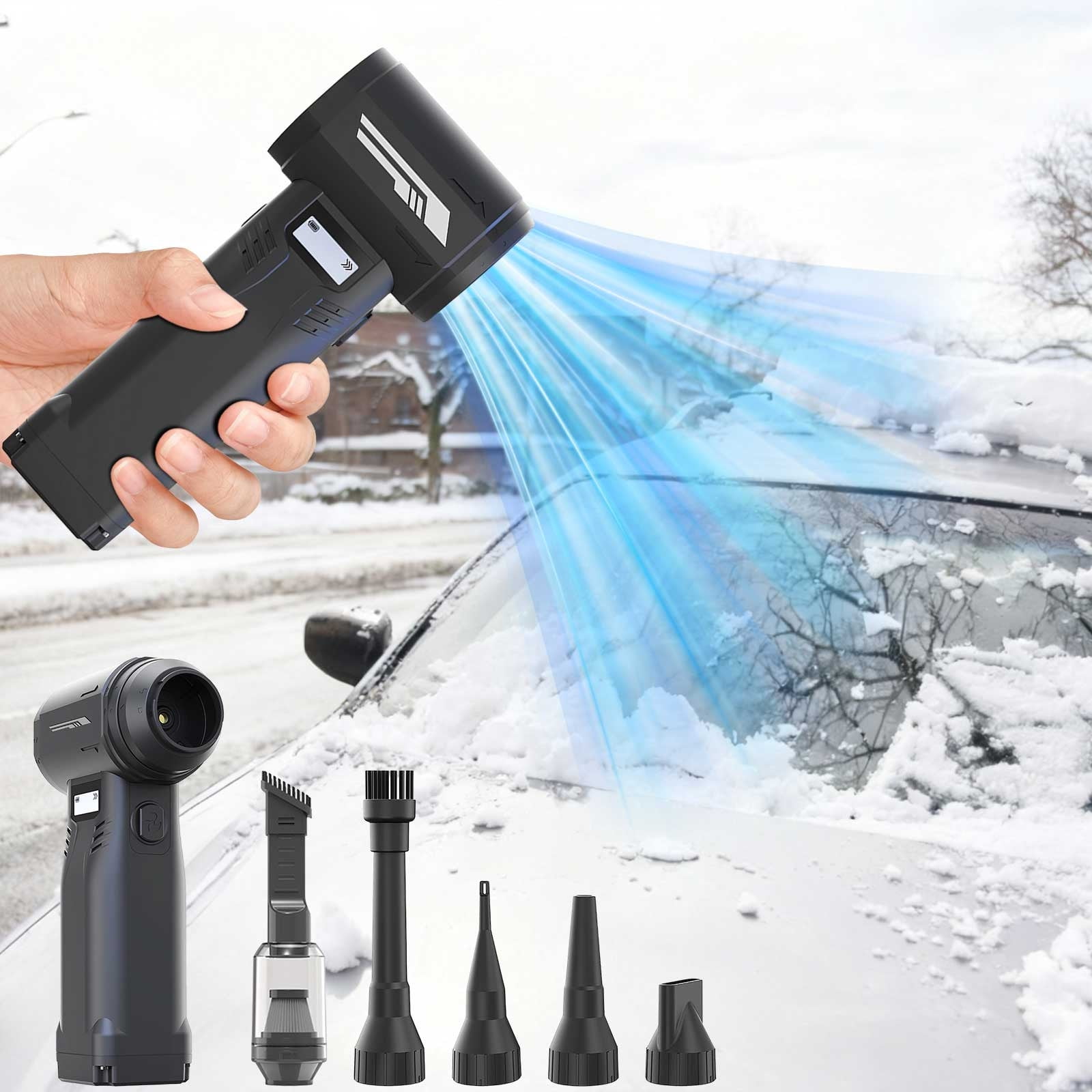 Portable Snow Blower - 110000 RPM Electric Blower with Multiple Nozzles - Powerful Snow and Leaf Blower