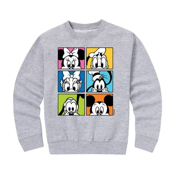 Mickey & Friends - Mickey Friends Grid - Toddler And Youth Crewneck Fleece Sweatshirt
