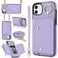 thumbnail image 2 of for iPhone 12 Case Wallet with Strap for Women,Crossbody Lanyard and Wristlet Strap,Zipper Pocket,Credit Card Holder,Ring Stand,RFID Blocking Phone Wallet Cases(6.1 inch,Purple), 2 of 9