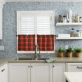 thumbnail image 6 of Christmas Red Tartan Valance and Tier Set of 3,Classic Green Buffalo Plaid Window Curtain Rod Pocket Vlances for Kitchen,Watercolor Grid Panel Drapes Light Filtering Short Curtain for Bedroom, 6 of 6