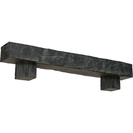 

Ekena Millwork 6 H x 8 D x 60 W Riverwood Faux Wood Fireplace Mantel Kit w/ Alamo Corbels Aged Ash