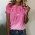 thumbnail image 2 of Women's T-Shirts Fashion Print Casual Point Sleeve Crew Neck Top for Everyday Wear, 2 of 4