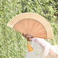 thumbnail image 6 of Joernso Bamboo Hand-Held Folding Fan Chinese Vintage Lightweight Cooling Fan with Exquisite Tassels for Dance Music Festival Wedding Church, 6 of 7