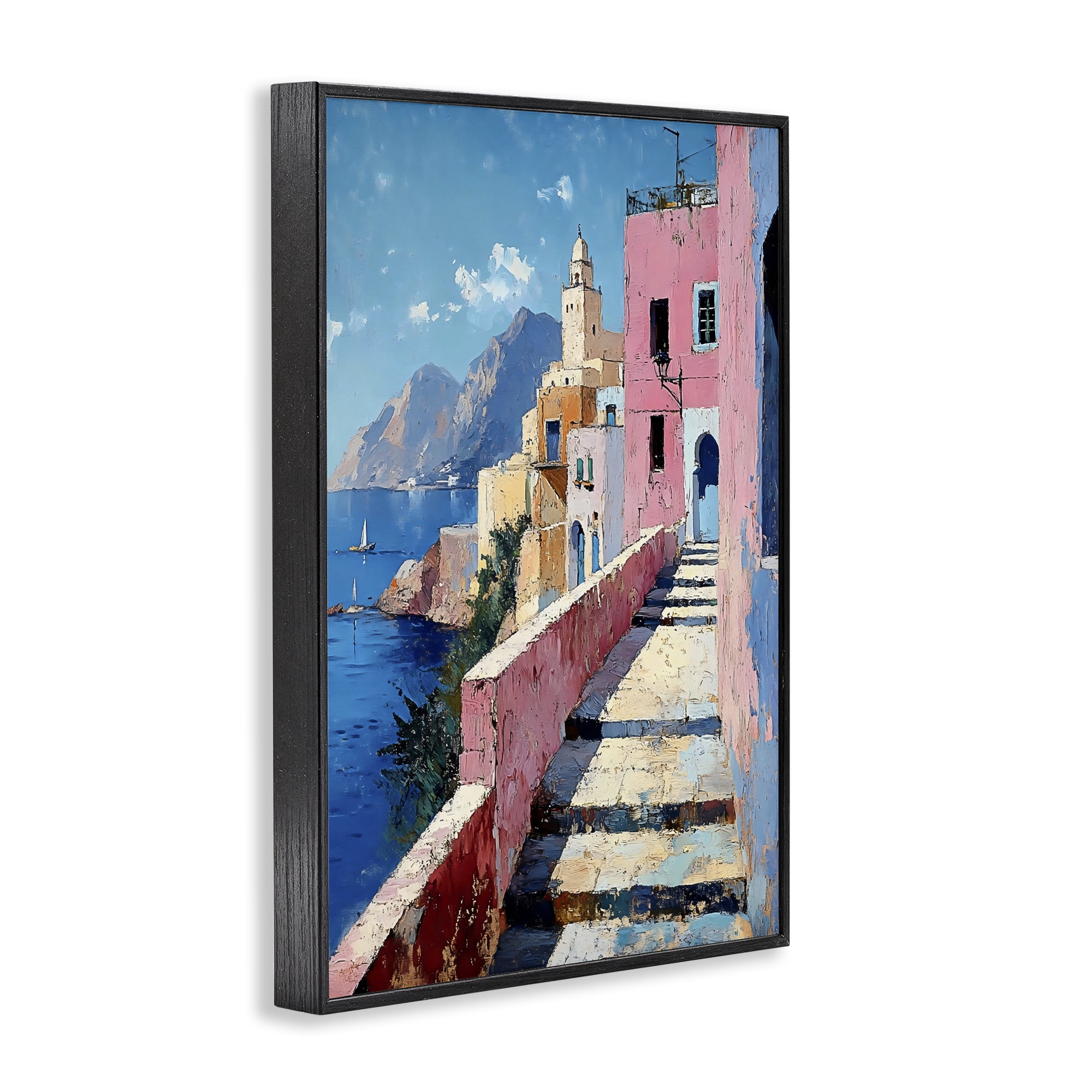 Stupell Industries Coastal Village's Sunlit Pathway Black Framed Giclee Art, design by Creative Studio