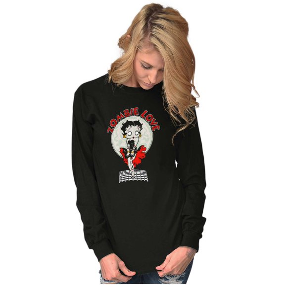 Betty Boop Zombie Movie Star Pose Women's Long Sleeve T Shirt Brisco Brands S