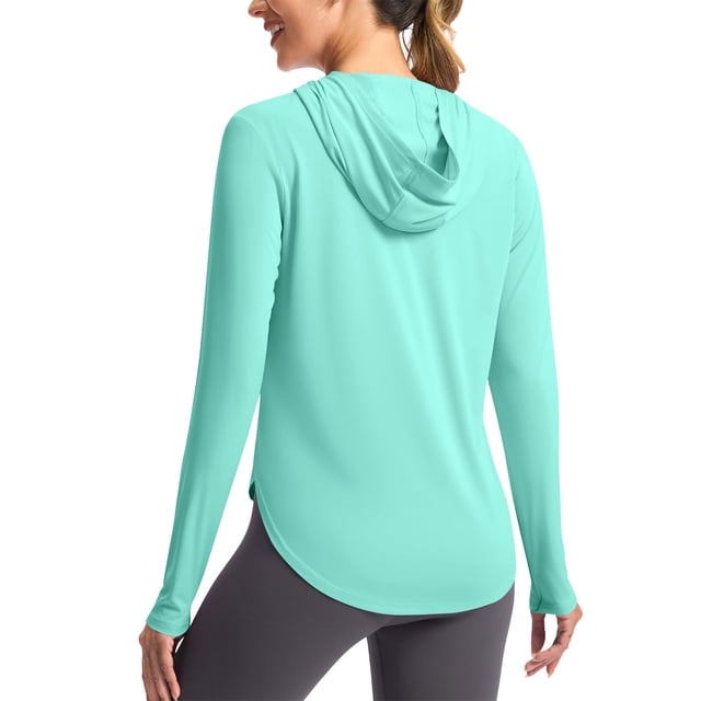 Chemise de Protection Solaire UPF 50+ pour Femmes avec Capuche à Manches Longues, Chemises Légères de Randonnée et de Pêche pour Femmes