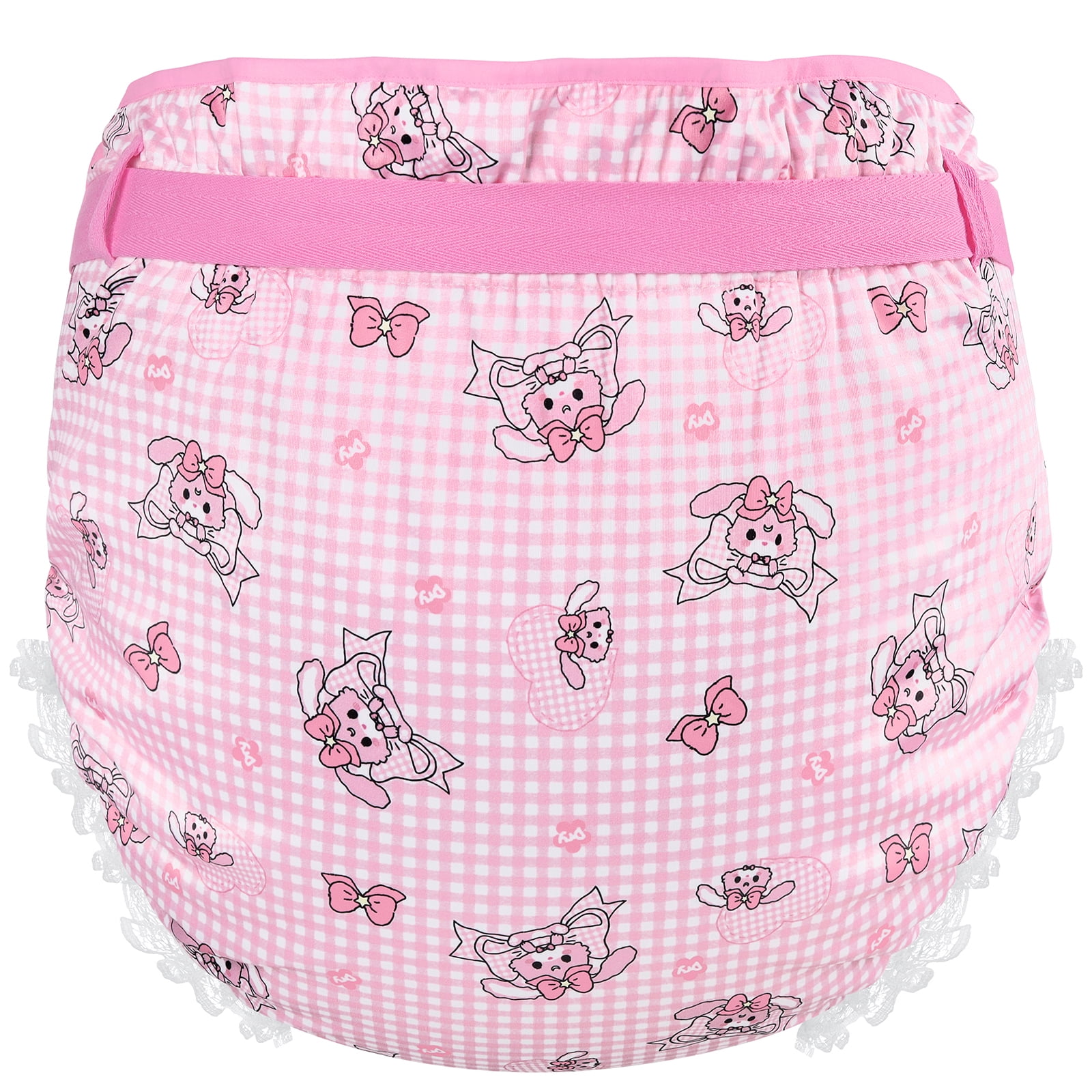 Littleforbig Silky Adult Ribbon Diaper Wrap Cover Washable Adjustable Reusable Waterproof - Bunnies & Bows Usagi L