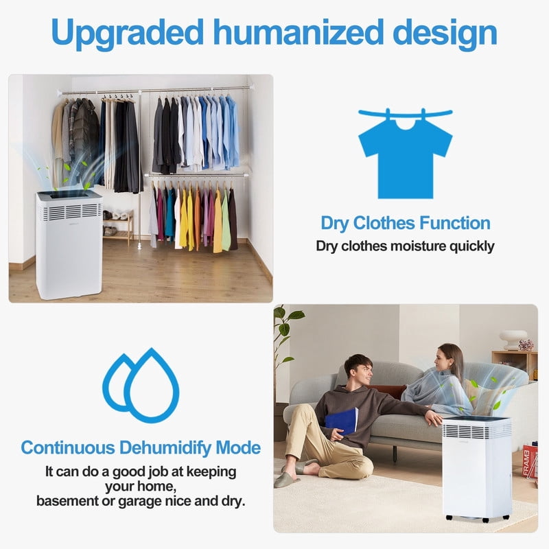 125 pt. 6000 sq.ft. Commercial Dehumidifier with Built-in Pump, Auto Defrost in White