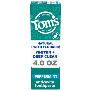 Tom’s of Maine Whiten Plus Deep Clean Natural Whitening Toothpaste with Fluoride, Peppermint, 4.0 oz