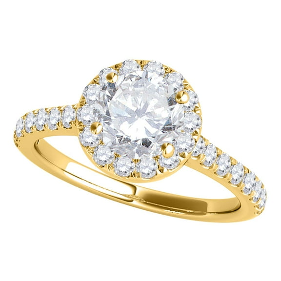 Aonejewelry 3/4 Carat Halo Engagement Diamond Ring Crafted In 14k Solid Yellow Gold