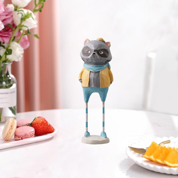 Bonita estatua de animales de piezaza, artesanía de resina deco, arte de , estatuilla, escultura, armario de hotel, decoración artística para el 7x6.5x21.5cm Mapache BLESIY Estatua de resina