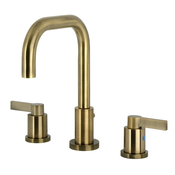 Kingston Brass FSC893NDLAB NuvoFusion Widespread Bathroom Faucet with Brass Pop-Up, Antique Brass