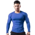 thumbnail image 5 of Traje de fitness cálido con forro polar para hombre, otoño e invierno, ropa elástica alta, transpirable, de secado rápido, ropa deportiva de manga larga para correr y baloncesto, 5 of 5