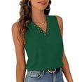 thumbnail image 5 of ZHYou No Boundrie Womens V Neck Sleeveless Tank Tops Crochet Eyelet Trim Hollow Out Loose Fit Comfy Breathable Summer Blouses for Daily Wear Green Size M, 5 of 7