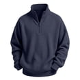 thumbnail image 2 of MHOSTAFH Boys Quarter Zip Pullover Warm Stand Collar Sweatshirt Loose Fit Fall Winter Outfits 3-14Years, 2 of 5