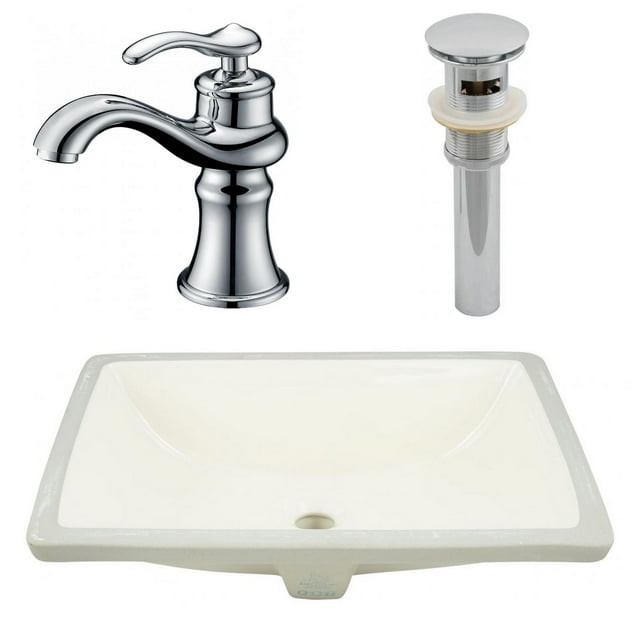 American Imaginations 20.75-in. W CSA Rectangle Bathroom Undermount Sink Set In Biscuit - Chrome Hardware - Overflow Drain Incl. AI-27101