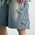 thumbnail image 3 of Men Denim Shorts Elastic Waist Short Jeans Summer Comfort Dailywear Bottoms, 3 of 7