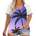thumbnail image 1 of Hauts d'Été Grande Taille pour Femmes Hauts en Dentelle pour Femmes Blouses d'Été Patchwork Imprimé Amples Grande Taille Col en V Manches Courtes T-Shirts Col en V Femmes en Solde, 1 of 5