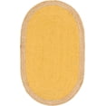 thumbnail image 3 of 9x12 Ft Oval Yellow Jute Area Rug, Hand-Woven, Reversible, Farmhouse Boho Style, Durable & Pet-Friendly Rug for Living Room, Dining Room, and Bedroom, 3 of 5