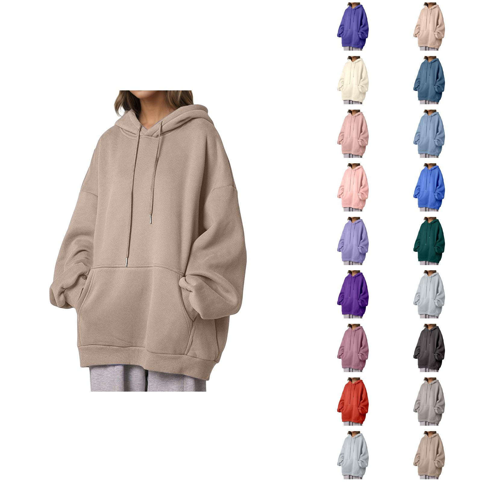 Womens Business Casual Tops Women s Solid Sweatshirt Women s Hoodies & Sweatshirts Comfortable Thickened Pullover Hoodie With Pockets For Everyday Wear Korean Style Warm Seat Top For Ladies