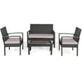 thumbnail image 3 of Gymax 4PCS Rattan Conversation Set Patio Outdoor Furniture Set w/ Cushions, 3 of 9