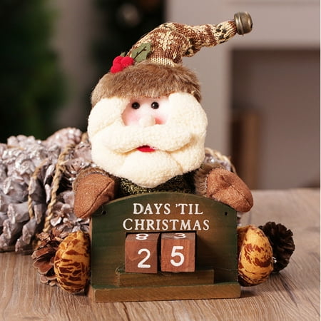 Toy Advent Calendars Merry Christmas Santa Claus/Christmas elk Wooden Advent Calendar Countdown Toy Desk Decoration Home Decor Gift ()