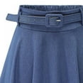 thumbnail image 4 of Falda vaquera de cintura alta con forma de A y cinturón para mujer: vestido informal, elegante y de color liso., 4 of 7
