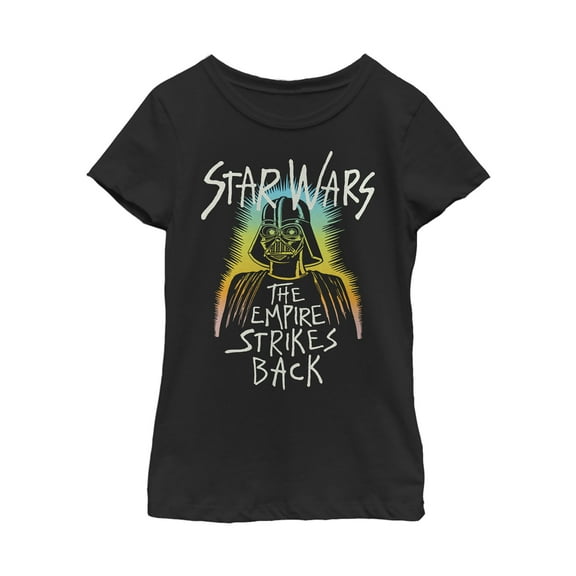 Girl's Star Wars Empire Strikes Back Vader Halo  Graphic Tee Black Small