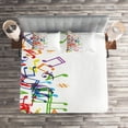 thumbnail image 2 of Ambesonne Music Quilted Coverlet 3 Pcs, Rhthm Tempo Melody, King Size, Multicolor White, 2 of 2