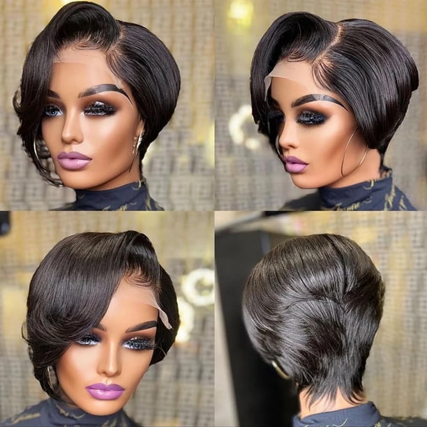 Fereowth 13x4 Lace Front Short Straight Bob Wigs Pixie Cut  display picture 1