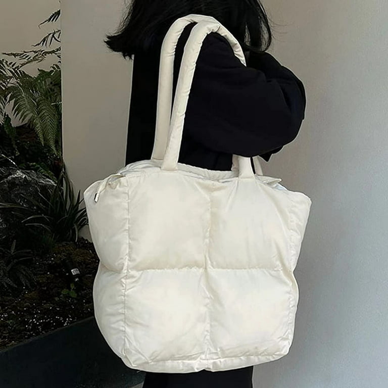 Women Puffer Tote Bag,Winter Large Handbags, Designer Soft Puffer
