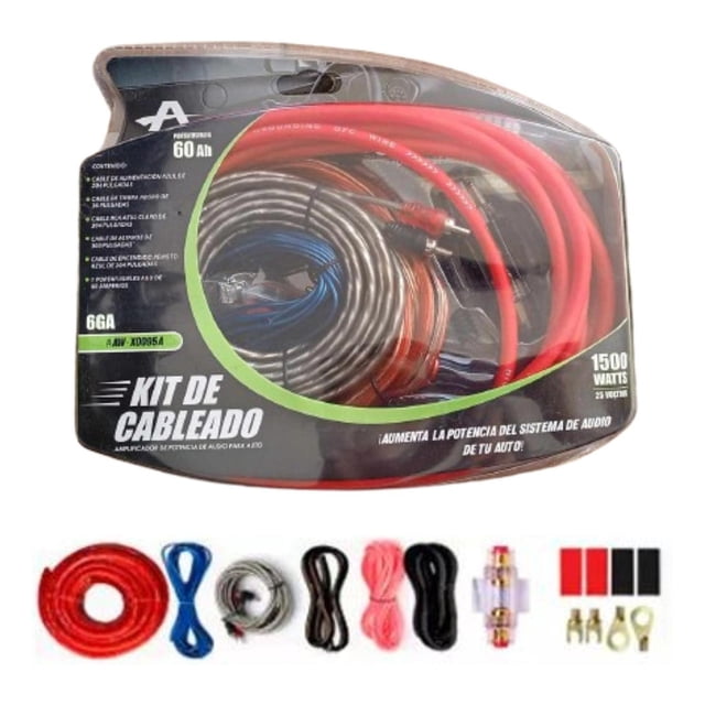 Kit Instalación Cable RCA Amplificador Audio Auto 6ga American World rojo