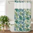 thumbnail image 3 of Green Palm Leaf No Hook Shower Curtain Waterproof,Bathroom Curtains with Snap in Liners and See Through Top Window,Tropical Plants Retro Pastoral Summer Hotel Style Bathtub Curtains Shower 54"Wx78"L, 3 of 8