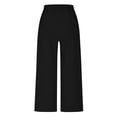 thumbnail image 7 of Womens Pants Elastic Waist Straight Leg Solid Color Casual Pocket Pants Black S, 7 of 7