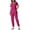 Hot Pink, variant on Scrubs for Women Set 2025 Summer Medical Uniform Stretch V-Neck Scrub Top and Jogger Pant with Pocket 2 Piece Outfit