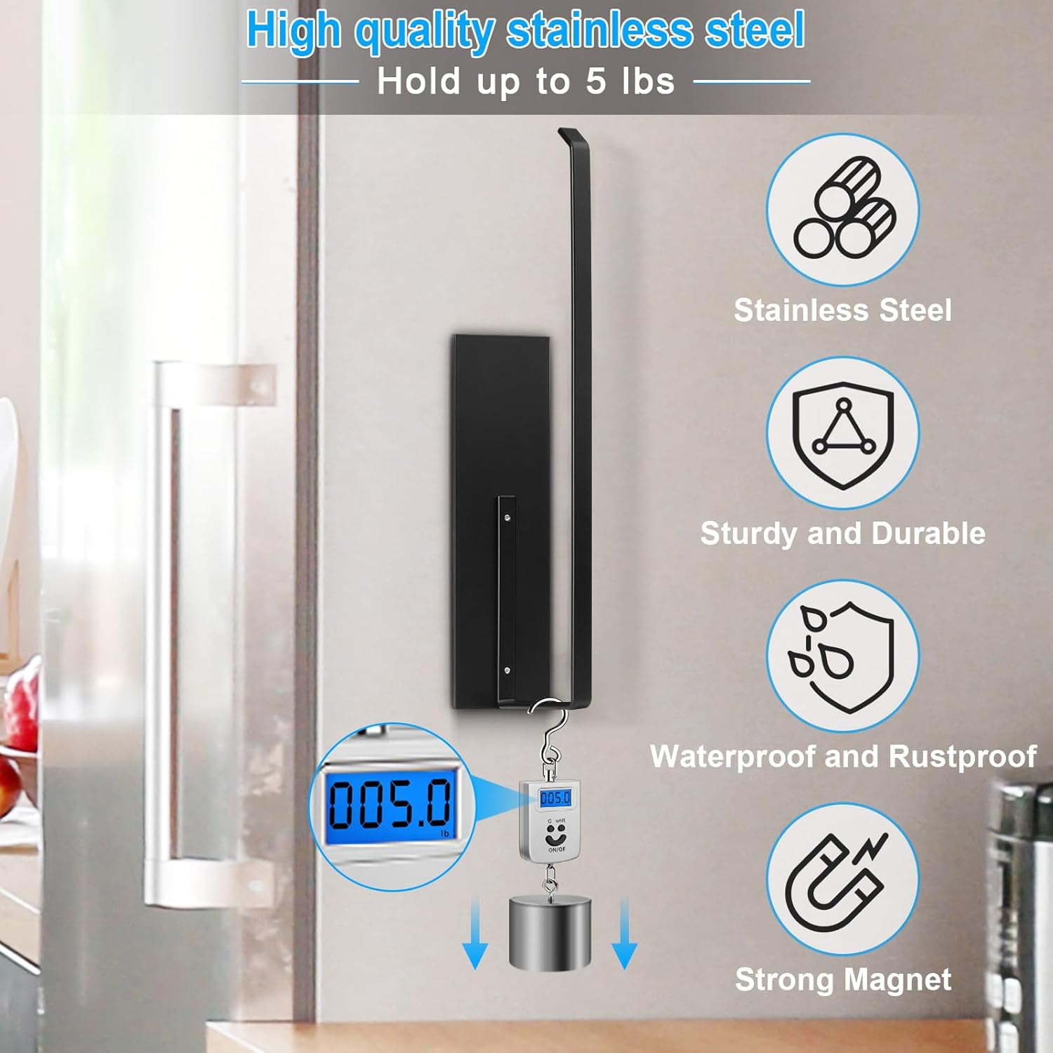 Paper Towel Holder, Magnetic for Fridge, Toilet Paper Roll Holder Magnet Towel Rack Wall Mount Fridge Organizer for Paper Towels Rolls Bathroom Pantry RV Kitchen Storage