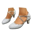 thumbnail image 2 of Women Dance Shoes 2.2" Ankle Strap Latin Dancing Heels Shining Glitter Stiletto Heels -Type H Silver US Size 8, 2 of 8