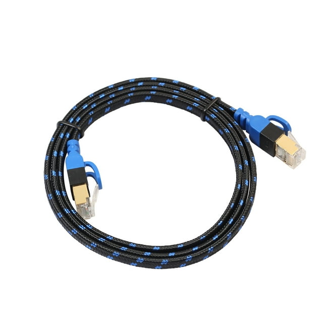 sweethay 10Gbps Cat7 Red LAN PVC plano Internet Cable Ethernet Cable Línea alámbrica PC Enrutador inalámbrico NAS Cables de audio/vídeo TYPE3 2M
