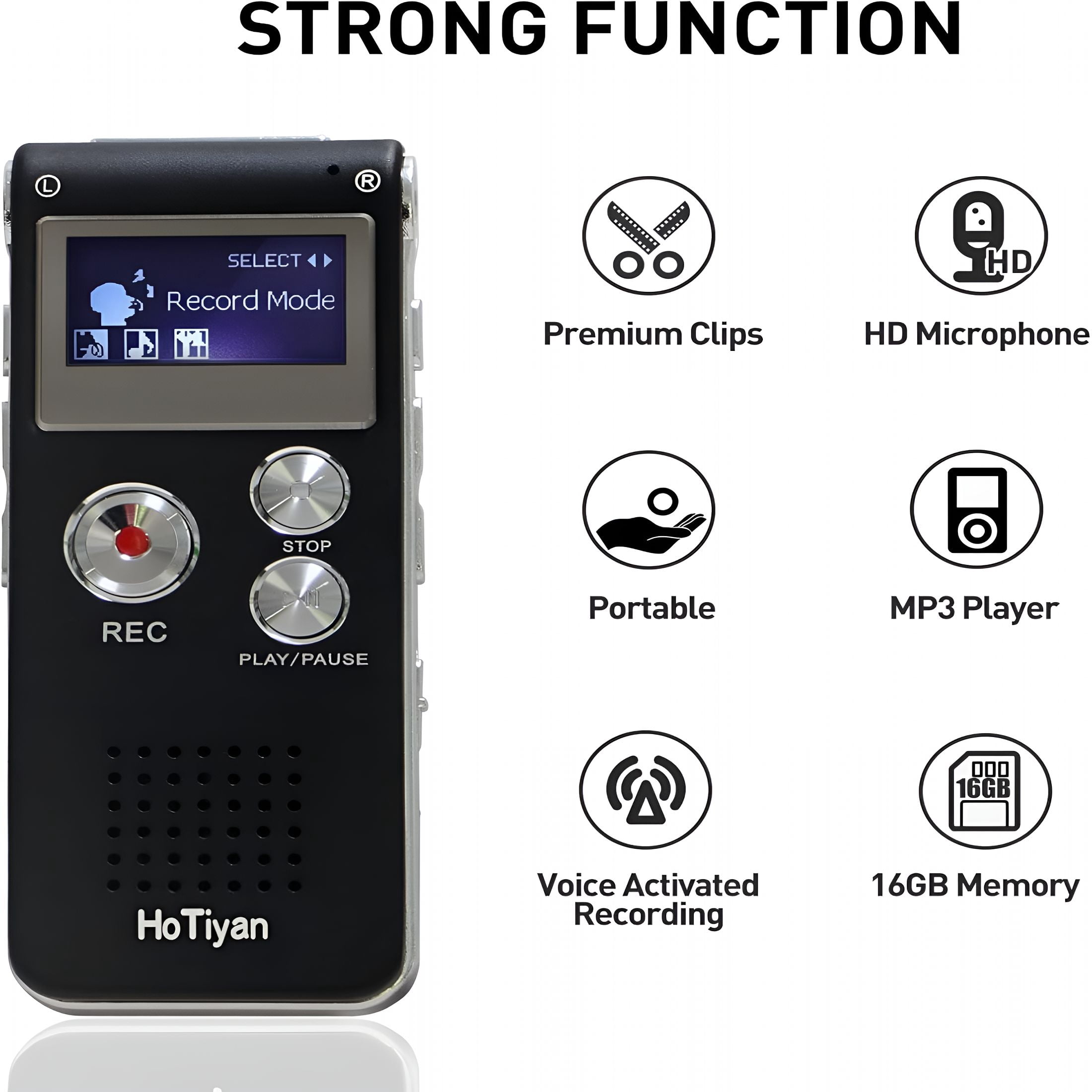 GJX Voice Recorder 16Gb Capacity Voice Activated Recording Device Digital Voice Recorder for Lectures,Meetings,Interviews Audio Recorder with Usb Rechargeable Wav/Mp3 Tape Recorder