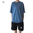 thumbnail image 1 of Camiseta de mujer de manga corta, cuello redondo, color sólido, camiseta informal, azul, M kenally AP001185-41B, 1 of 7
