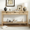 thumbnail image 2 of 60" Natural Fir Veneer Entryway Table - Honeycomb Drawer Console Table, 2 of 7