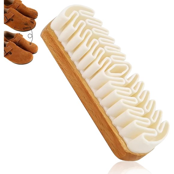 Suede Shoe Brush and Eraser, 2025 New Suede Brush and Eraser, Soft Suede Shoe Brush Cleaner, Suede Cleaning Brush for Shoes, Bags, Jacket, Purse, Sofa with Wooden Handle, Stain Eraser (1pcs)