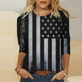thumbnail image 2 of Qonioi Womens Tops Womens 3/4 Sleeve Tops Women's Independence Day Tops Printed T-Shirt Round Blouse Vacation Tops Workout Tops Casual Loose Lightweight Shirts Womens Graphic Tees Vintage Trendy, 2 of 5
