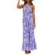 thumbnail image 2 of Txlixc Vestido de mujer con cuello halter, estampado de flores, sin mangas, sin espalda, dobladillo con volantes, vestido largo Txlixc  Casual, 2 of 7