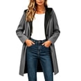 thumbnail image 2 of AKOEE Women's Hooded Wool Blend Coat Mid-length Casual Tweed Jacket with Pockets Long Sleeve Winter Outerwear, Dark Gray-A S, 2 of 7