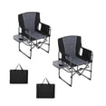 thumbnail image 1 of Chaise de Réalisateur de Camping Pliante Surdimensionnée pour Adultes, Chaise d'Extérieur Portable Robuste 330 Lb avec Table d'Appoint et Porte-Boisson – Lot de 2 – Orange+gris / Rouge+gris / Marine+gris / Noir+gris, 1 of 9
