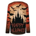 thumbnail image 4 of WTOBBY Women's Fall Fashion Essential 3/4 Sleeve Round Neck Halloween Print Casual T-Shirt Top for Holiday Parties and Everyday Outfits,Saffron 3XL, 4 of 6