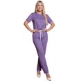 thumbnail image 1 of Conjunto Deportivo Casual para Mujer Unitalla Set de Blusa Manga Corta y Pants Recto Tela Stretch Rayada Súper Cómoda, 1 of 5